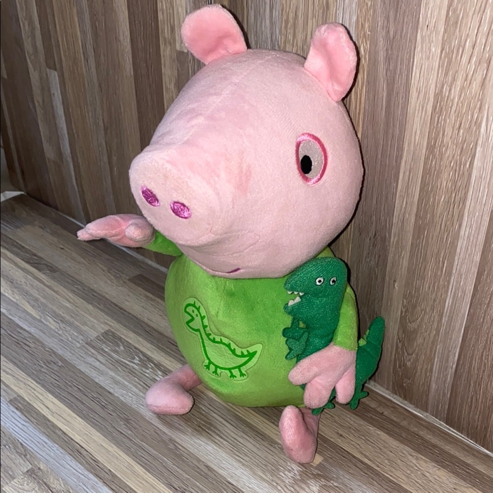 Peppa Pig Plush with Green Dinosaur Shirt vintage peppa pig george